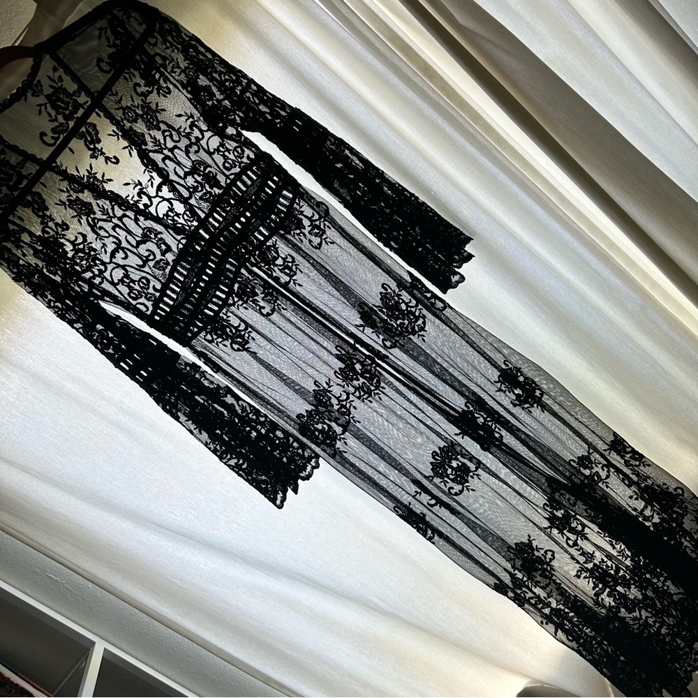 Stunning black lace bell sleeve maxi cardigan